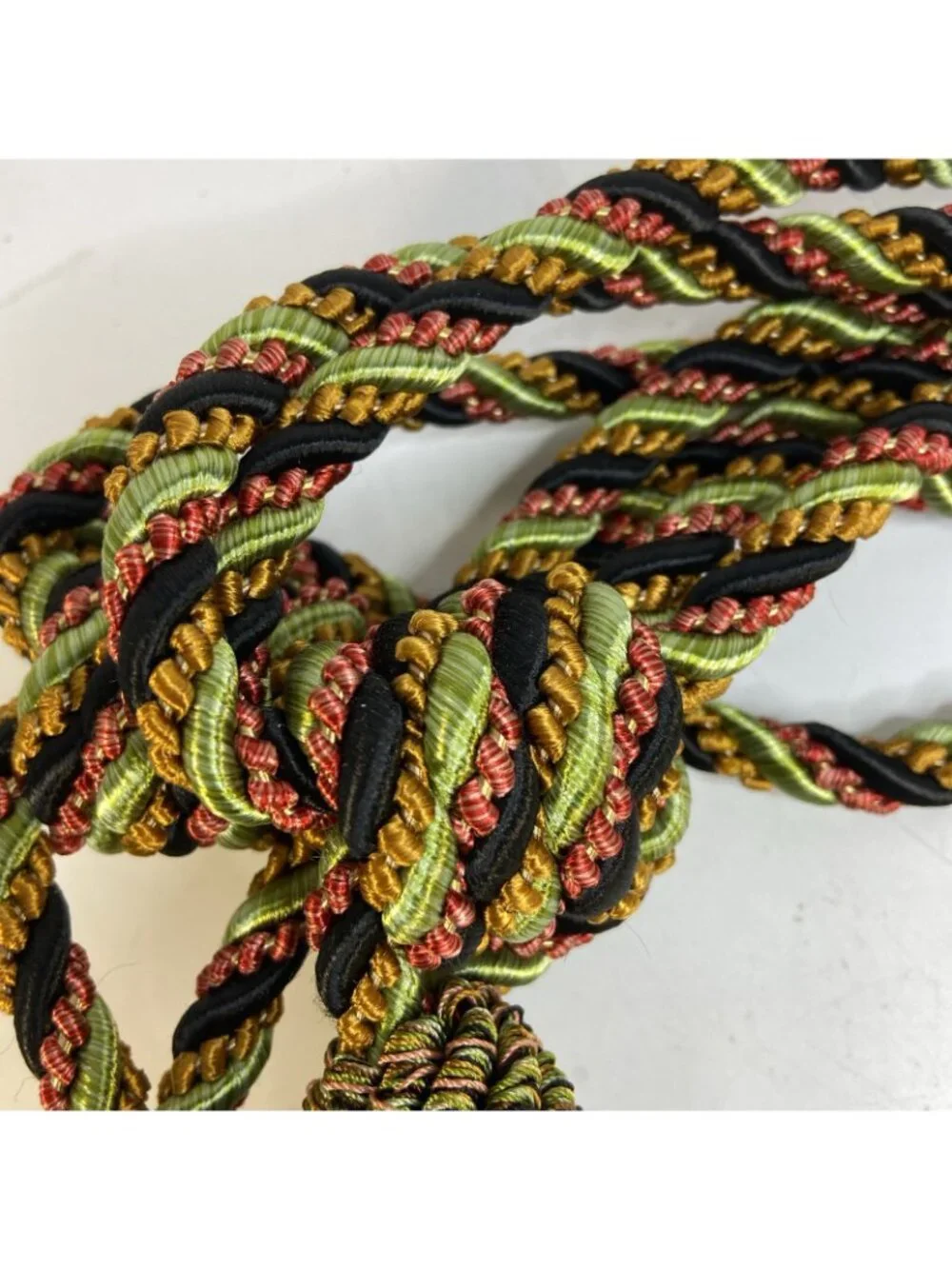 2 Large Luxury Curtain Tiebacks Braided Cord Tassel Fringe Multi Color Heavy30in